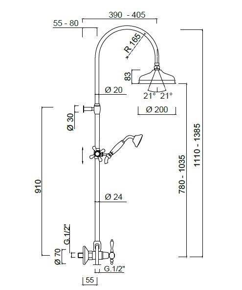 Coloana dus Praga crom Giulini Italia