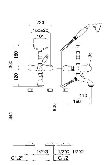 Baterie cada stativa Oxford crom Bugnatese Italia