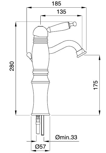 Baterie lavoar inalta Oxford crom Bugnatese Italia