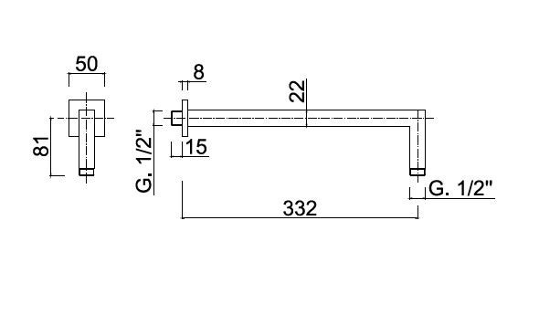 Brat dus din perete alama cromat 33/40 Giulini Italia