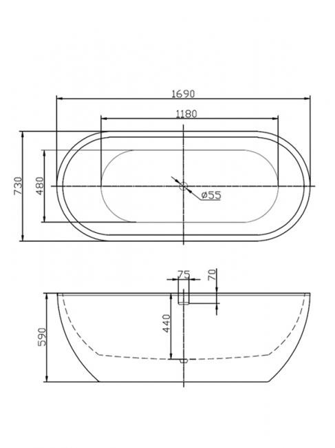 Cada  freestanding acryl  170/75    Aura Florida