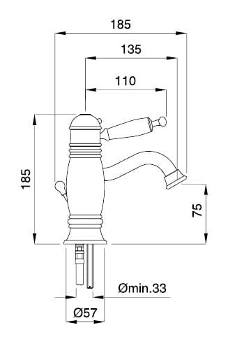 Baterie lavoar termostatata Oxford crom Bugnatese Italia