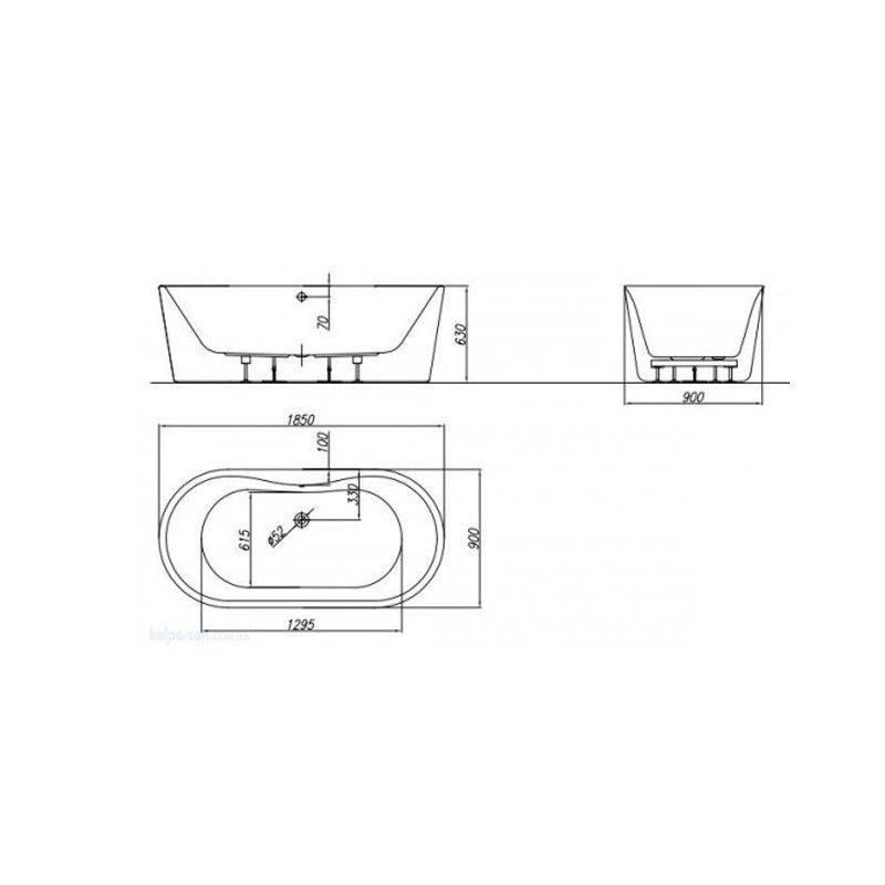 Cada  freestanding acryl   185/90 Comodo alb lucios  Kolpasan Slovenia