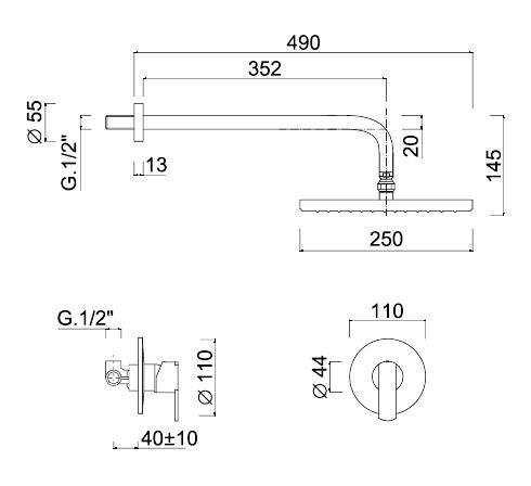 Baterie dus incastrata Surf crom Giulini Italia