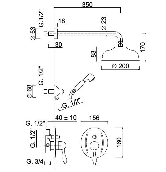 Baterie dus incastrata Harmony crom Giulini Italia