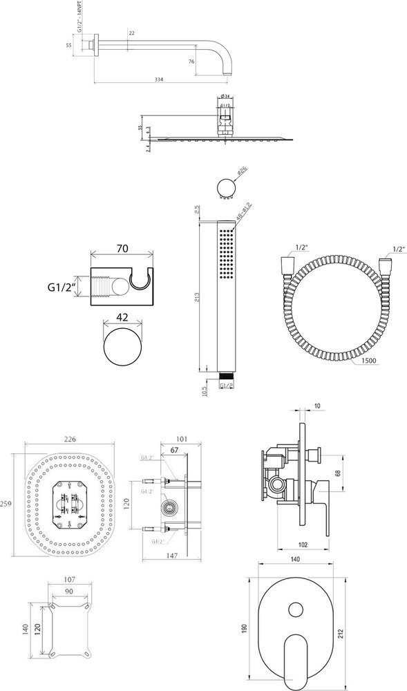 Baterie dus incastrata Ravak Cehia