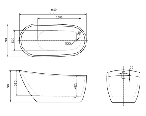 Cada freestanding  acril Natalia 152/76 Florida