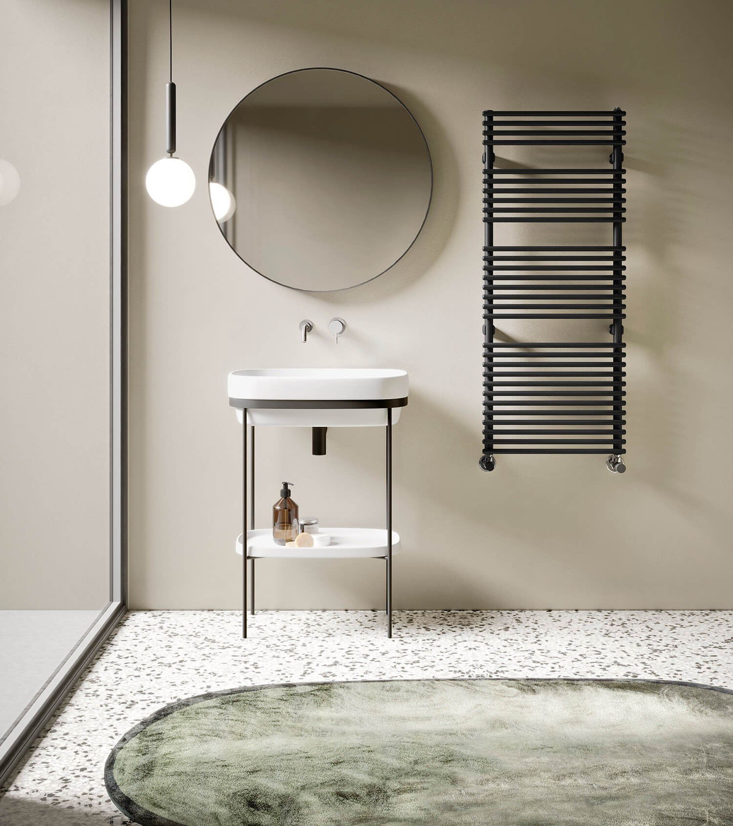 Calorifer Baie Decorativ IRSAP  Flauto Vertical  1558x556 Alb Italia