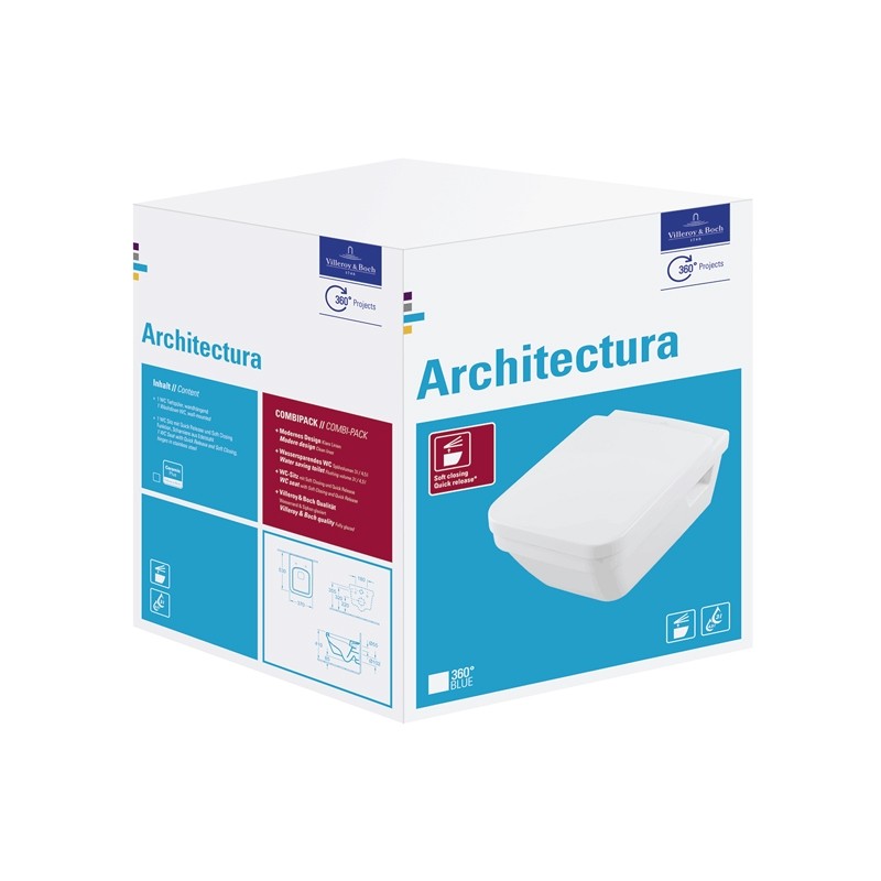 Vas wc suspendat Arhitectura +capac soft close slim Villeroy & Boch
