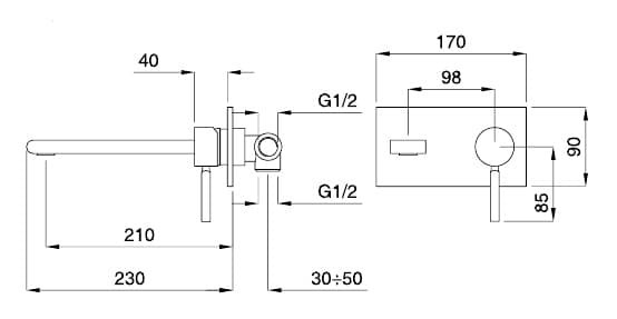 Baterie lavoar  din perete Stone  Bugnatese Italia