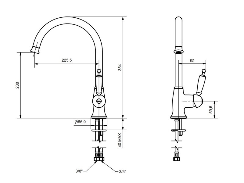 Baterie bucatarie Oxford  crom  Bugnatese Italia