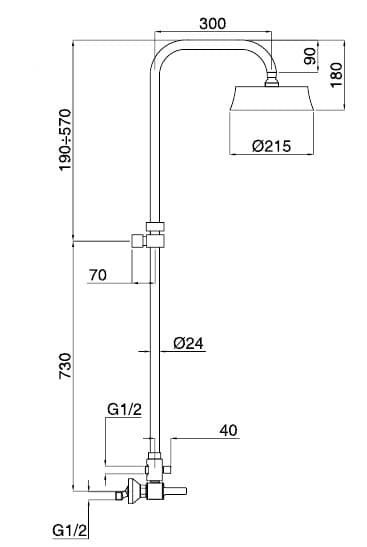 Coloana dus Vintage crom Bugnatese Italia