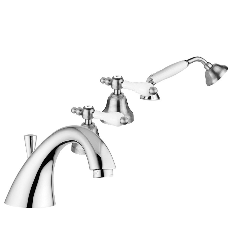 Baterie pe cada cu 4 orificii Praga crom Giulini Italia