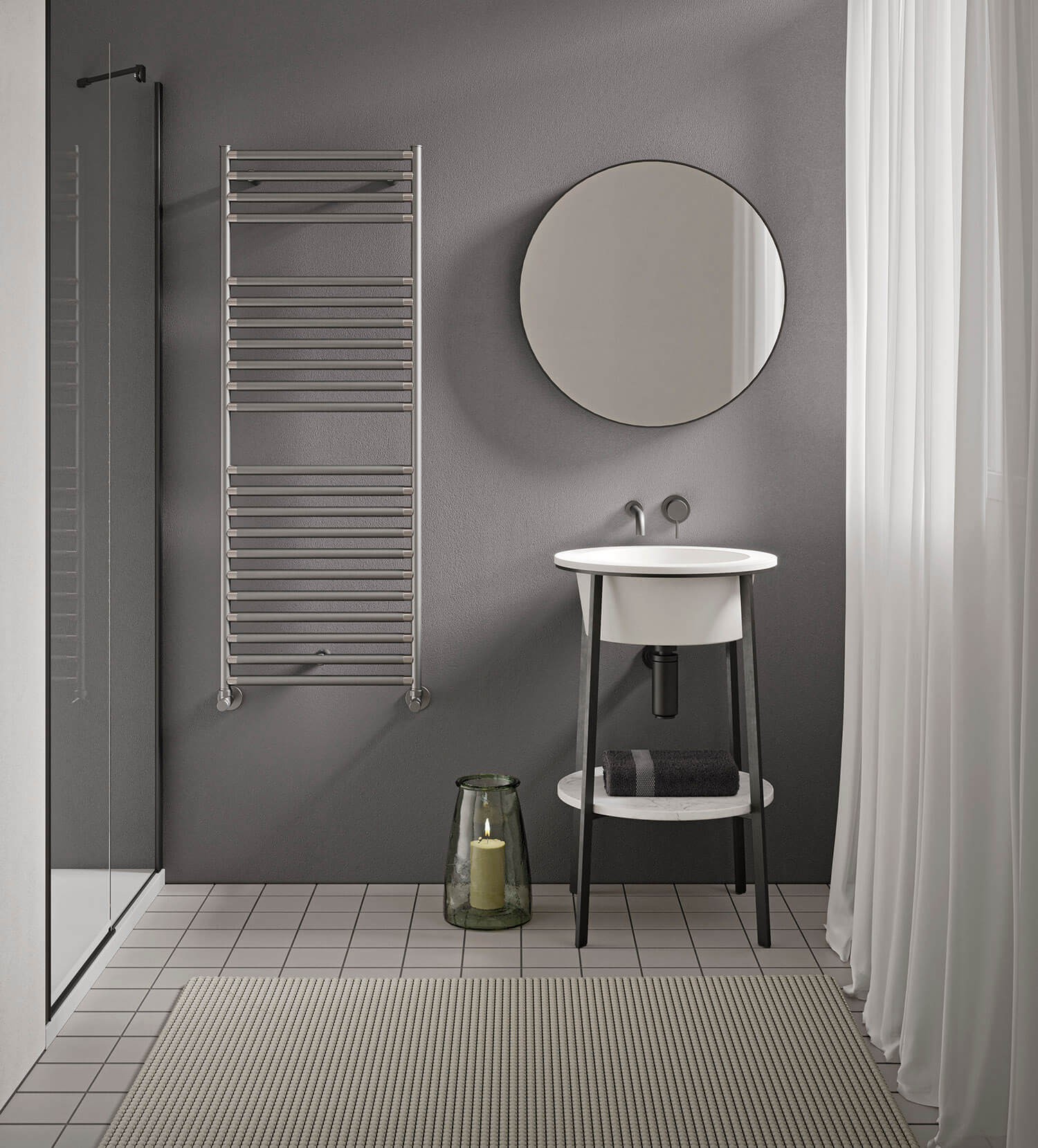 Calorifer Baie  IRSAP Stile Otel Inox Satinat 1292x481 Italia