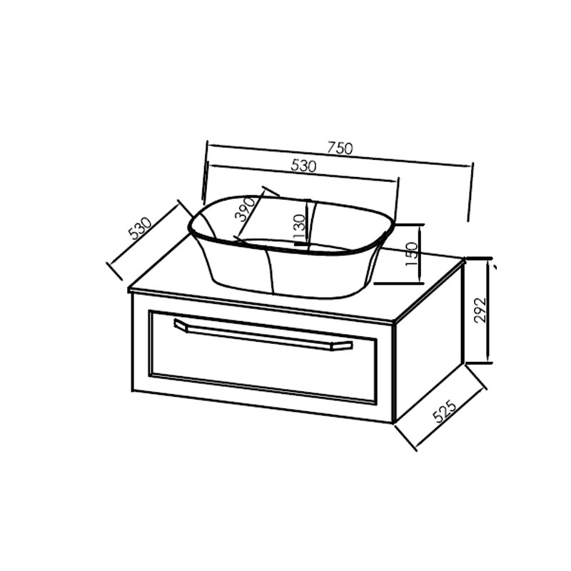 Mobilier baie suspendat + Lavoar  Blanche alb 75  Kolpasan Slovenia